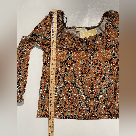 NEW Size M MICHAEL Michael Kors Ruffled Off-The-Shoulder Top Brt Trractta $88 - Picture 9 of 11